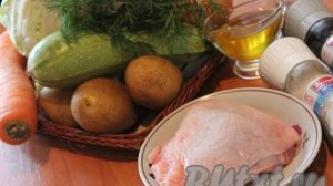 Овощное рагу с курицей в мультиварке