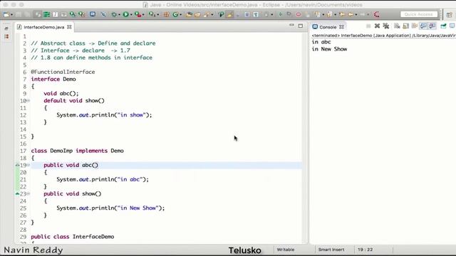 Default & Static Method in Interface And Multiple Inheritance | Telusko ft. Navin Reddy
