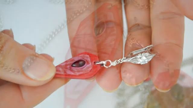 Комплект украшений серьги с гранатом и кулон с гранатом Розовый. смотреть онлайн