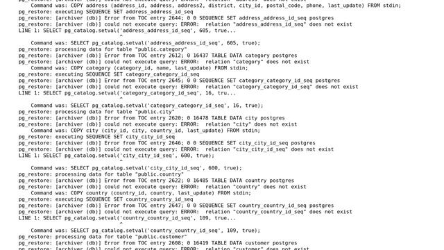 Getting Failed (exit code: 1). when running restore DB from a .tar file in pgAdmin4 postgresql 10.5 смотреть онлайн