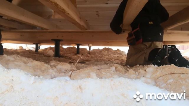 Монтаж чернового пола. Дом из бруса. смотреть онлайн