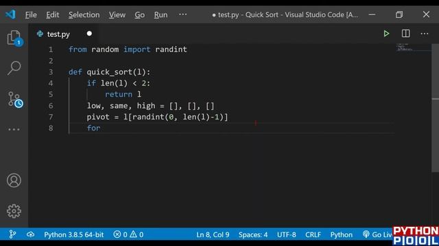 Quick Sort Algorithm in Python With Program