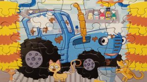 Пазл Синий Трактор на автомойке - собираем пазлы для детей | Polinka-Vitaminka