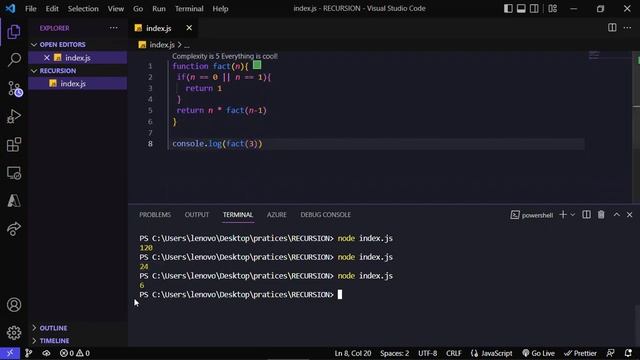 Factorial of Number Using Recursion in JavaScript || Recursion || Factorial || Javascript Recursion