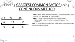 GCF (Greatest Common Factor) using Continuous and Listing Method