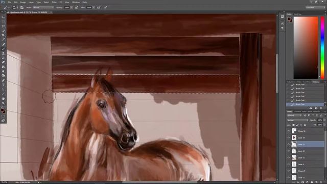 draw horses with me-digital painting-photoshop (time lapse) смотреть онлайн