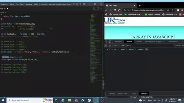 Array In JavaScript Tutorial 2022 || Array Java Script Tutorial In Hindi