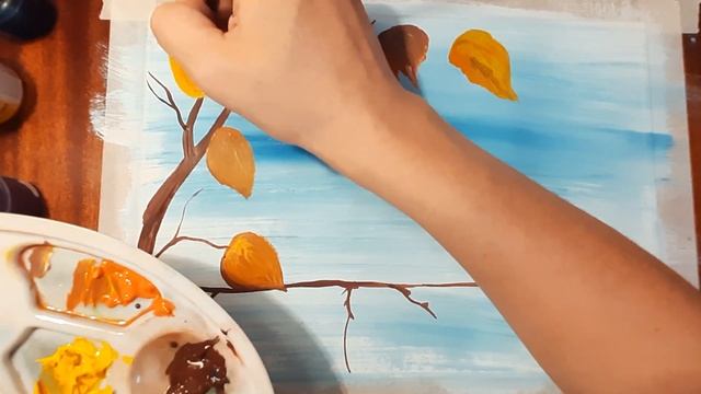 Как нарисовать синичек осенью поэтапно красками гуашь. Рисуем осенний пейзаж гуашью. смотреть онлайн