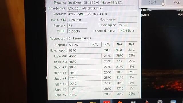 xeon 1660 v3 overcloking 4.3@. Huanan X99-TF. stress test Aida64 2 hours. Стрес тест 1660v3 смотреть онлайн