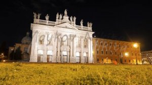 Basilica di San Giovanni in Laterano. Night. Rome, Italy. 4K