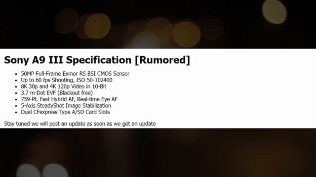 Sony A9 III Surfaced, Announcement Soon
