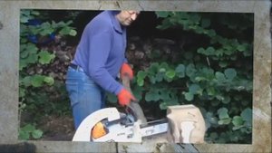 Нарезка дров приспособлением для бензопилы
