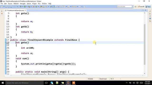 how to use final keyword on method in java?. how to avoid method overriding in java?. смотреть онлайн