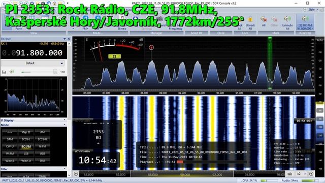 11.05.2023 07:54UTC, [Es], Rock Rádio, Чехия, 91.8МГц, 1772км, 500Ватт