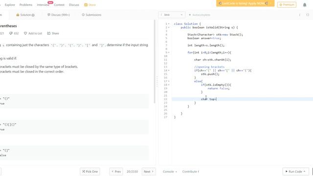 LeetCode VALID PARENTHESES Solution Explained - Java | LeetCode 20 | Coding Interview  | Saad Aslam