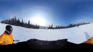 Спуск на лыжах, видео 360 гр.
