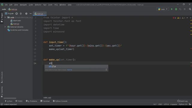 Python Destinations #6: Alarm Clock on Python (Tkinter)
