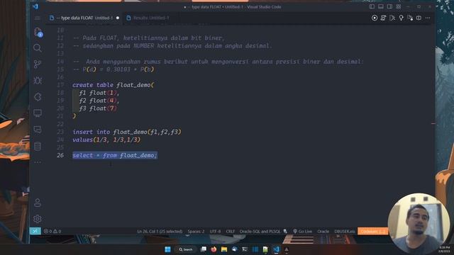 ORACLE DATABASE TUTORIAL #44 TYPE DATA FLOAT