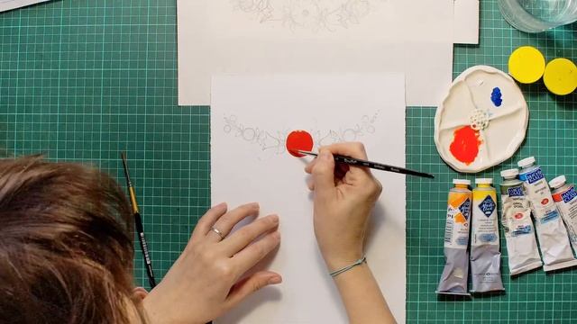 Городец: гирлянда цветов - создаем эскиз! смотреть онлайн