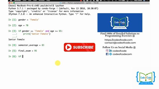 Learn Python | Chapter 03: Control Statements Ep.17: Boolean Operators and, or and not | CodeOfCode