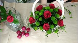?Осенняя Композиция в Корзинке.? Цветочная Композиция С Яблоками и Живыми Цветами?