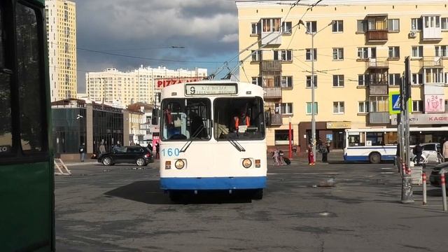 Троллейбус Екатеринбурга ЗиУ-682Г [Г00] борт. №160 маршрут №9 на кольце "ЖД вокзал" смотреть онлайн