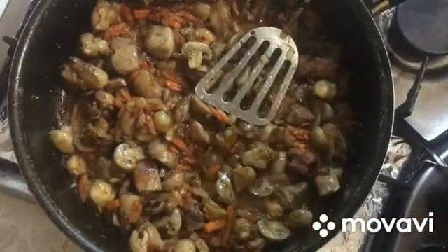 Рассыпчатый плов на сковороде- легко! Плов с мясом и грибами