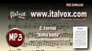 C. Ferrini, "Bella balla". Mazurka con coro. Spartito, Mp3, Midi base.