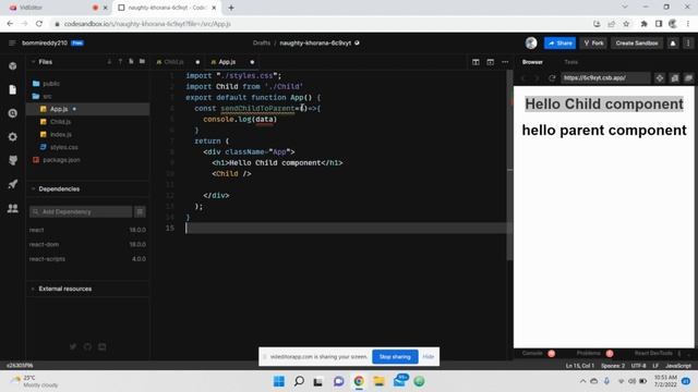 react js child to parent смотреть онлайн