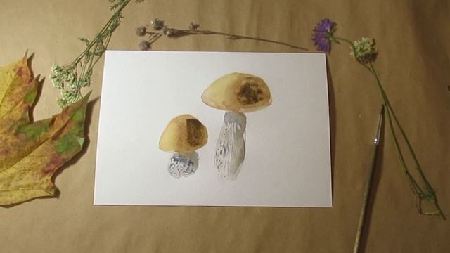 Рисуем подосиновики.  Как пошагово нарисовать грибы акварелью.