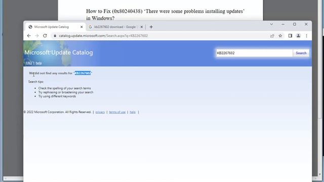 Fix Error 0x80240438 There were some problems installing updates in Windows смотреть онлайн