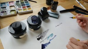 Обзор чернил для перьевых ручек. Lamy, Carbon Ink, Diamine
