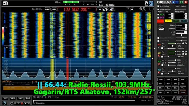 03.11.2022 07:55UTC, [Tropo], Радио России, Гагарин, 103.9МГц, 152км.