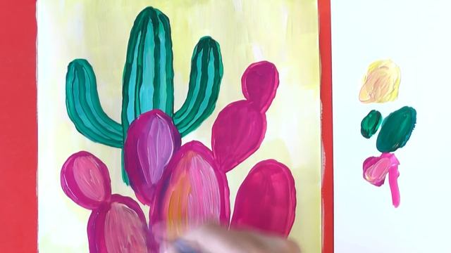 РИСУНОК ЗА 10 МИНУТ ✫ РИСУЕМ КАКТУСЫ ГУАШЬЮ ✫ УРОКИ РИСОВАНИЯ смотреть онлайн