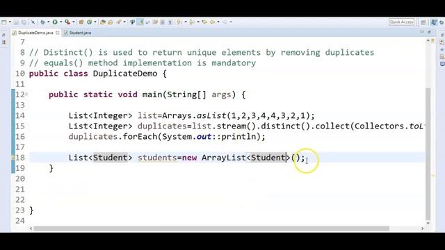 java 8 tutorial : java 8 stream distinct with example