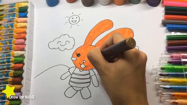 Как рисовать кролик Cute Paint Coloring Страница для детей смотреть онлайн