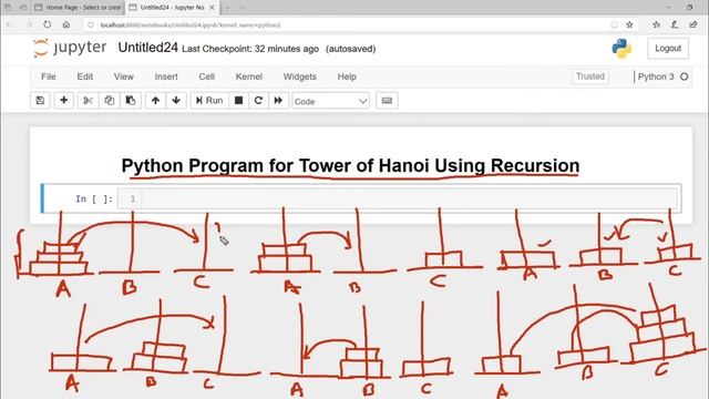 #9 Python Program Practice Series : Tower of Hanoi Using Recursion
