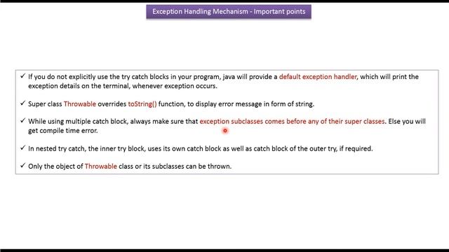 Java Exception handling (Important points) смотреть онлайн