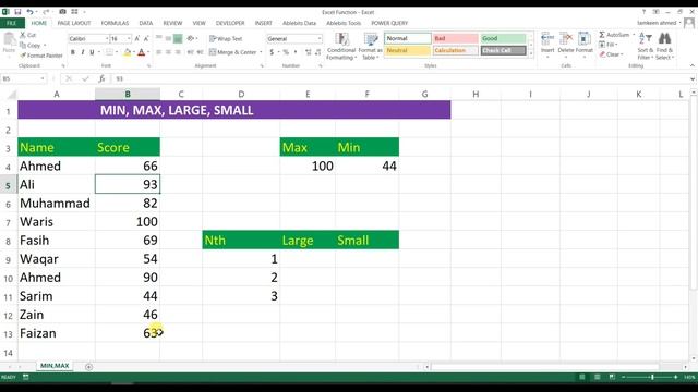 Mastering Data Analysis in Excel: Exploring Large, Small, Min, and Max Functions.