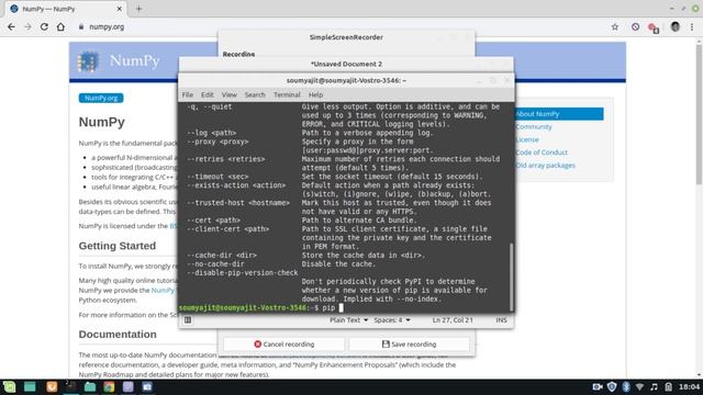 installing numpy with pip