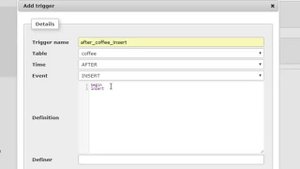 Creating a simple MySql Trigger Using PhpMyAdmin