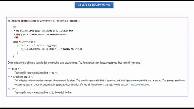 Java Source Code Comments | Java Tutorial