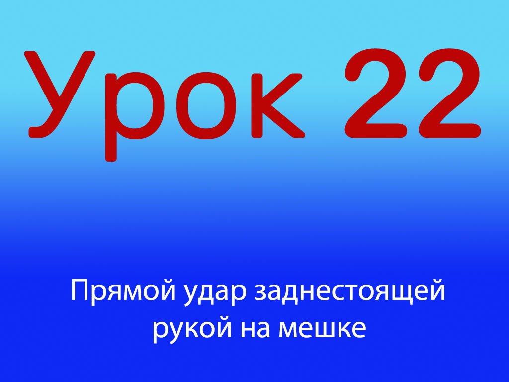 Урок 22 Прямой удар  занестоящей рукой на мешке, Уровень 1/4