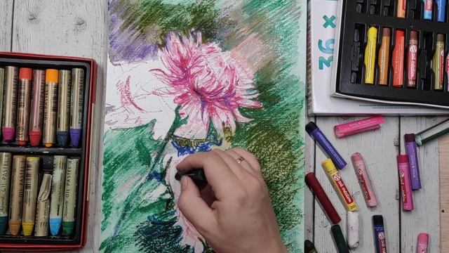 Мастер-класс Масляная пастель Хризантемы