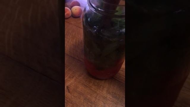 Watermelon mint vinegar. So good turned into a salad dressing or a refreshing drink.