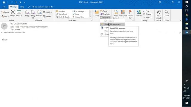 How to recall and replace emails in Outlook , 2013, 2016, 2019 смотреть онлайн