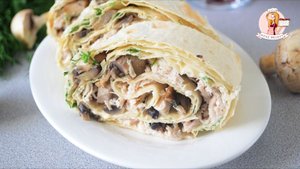 РУЛЕТ из ЛАВАША с КУРИЦЕЙ и ГРИБАМИ - вкусные рулетики на завтрак и на праздничный стол