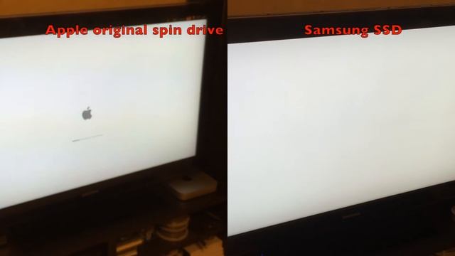 Mac Mini Mid 2011 Original HDD vs SSD boot up comparison