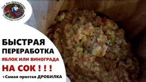 Быстрая переработка яблок и винограда на сок. Самая простая дробилка #ТриЭкоСад