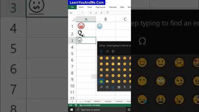 Shortcut key to insert emoji in Excel | Emoji shortcut key | Insert emoji in Excel cell #excelshort